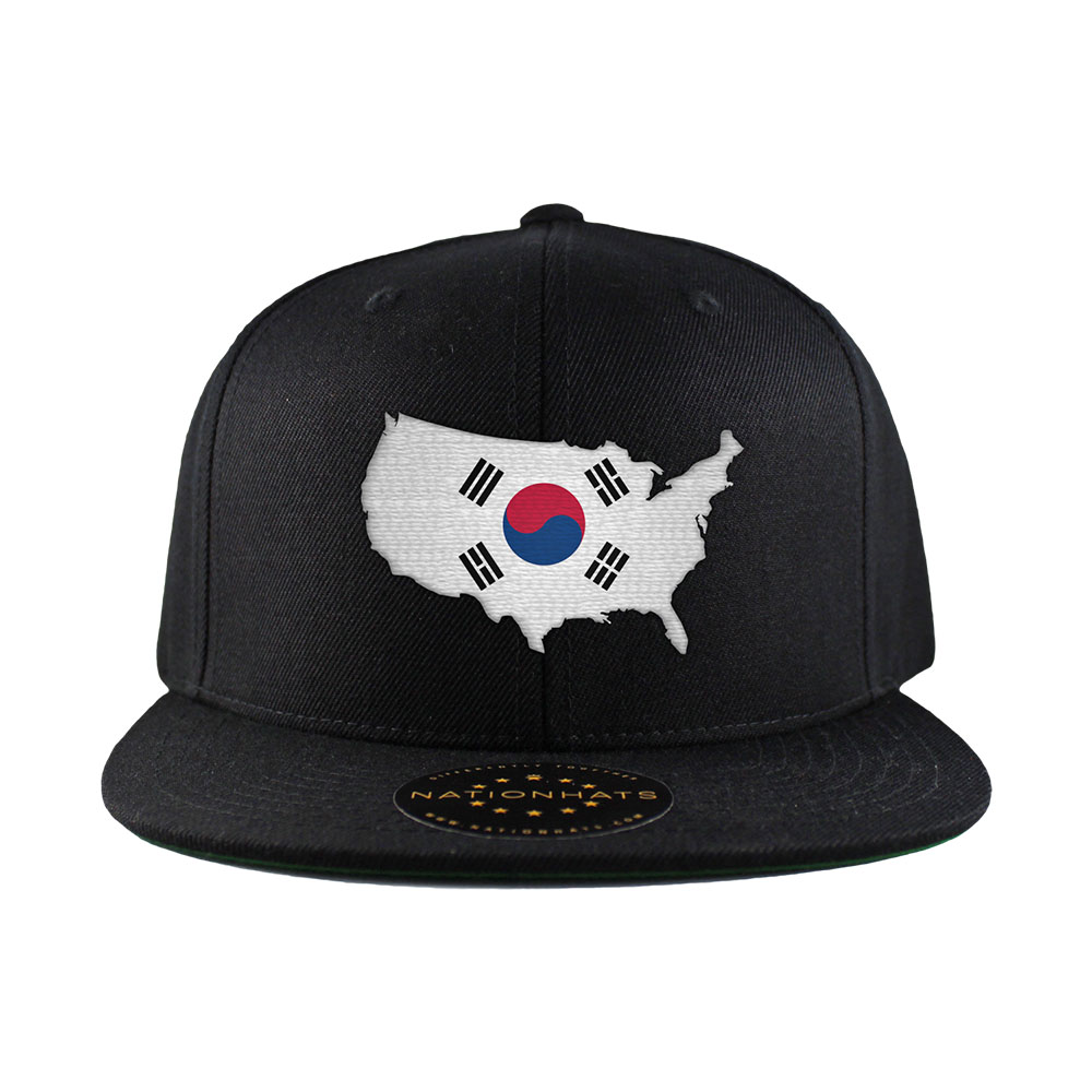 South Korean American MapFlag™ 6Panel Snapback Cap Nationhats